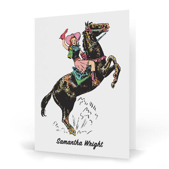 Retro Cowgirl Folded Note Cards